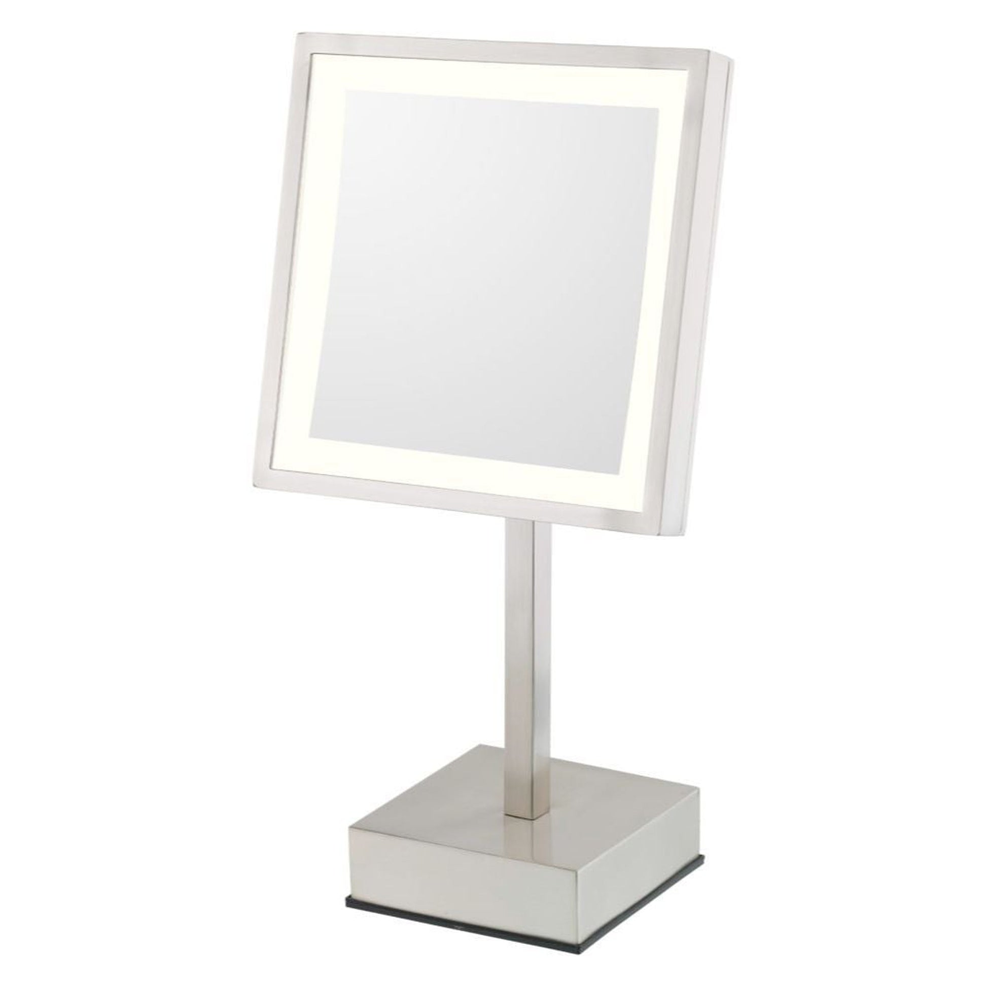 Aptations Kimball & Young 8" x 15" Chrome Freestanding Square Rechargeable Single Sided 3X Magnified Mirror With 3,500K Warm White LED Light Color