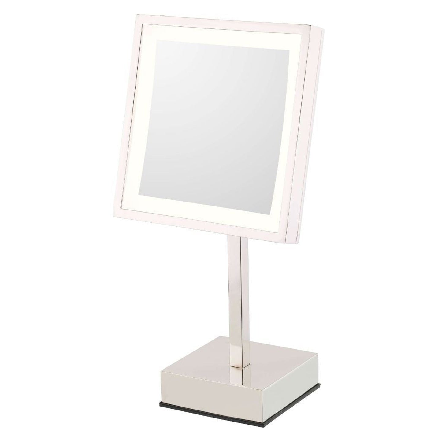 Aptations Kimball & Young 8" x 15" Polished Nickel Freestanding Square Rechargeable Single Sided 3X Magnified Mirror With 3,500K Warm White LED Light Color
