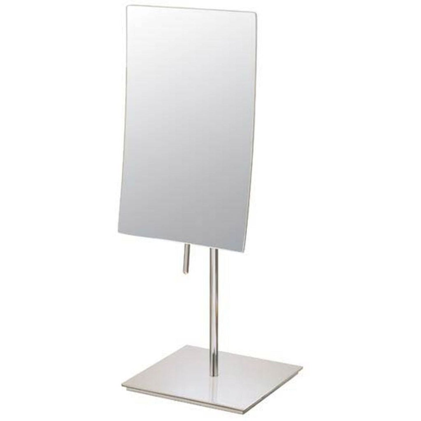 Aptations Mirror Image 5″ x 14" Brushed Nickel Freestanding Rectangular Minimalist 3X Magnified Mirror With Square Base