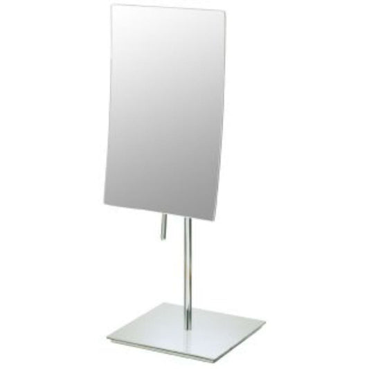 Aptations Mirror Image 5″ x 14" Chrome Freestanding Rectangular Minimalist 3X Magnified Mirror With Square Base