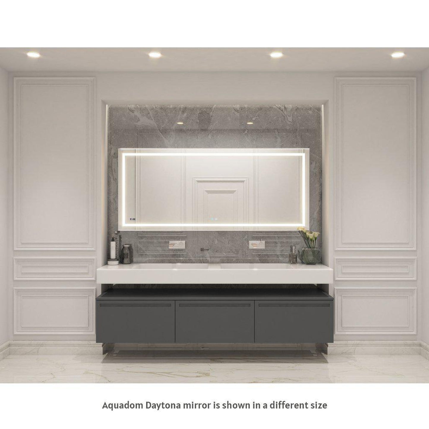 Aquadom Daytona 48" X 36" Rectangle Ultra-Slim Frame LED Lighted Bathroom Mirror With Defogger