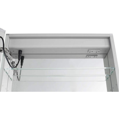Aquadom Pacifica 20" x 26" Rectangular Recessed or Surface Mount Single View LED Lighted Left-Hinged Bathroom Medicine Cabinet With Defogger And Electrical Outlet
