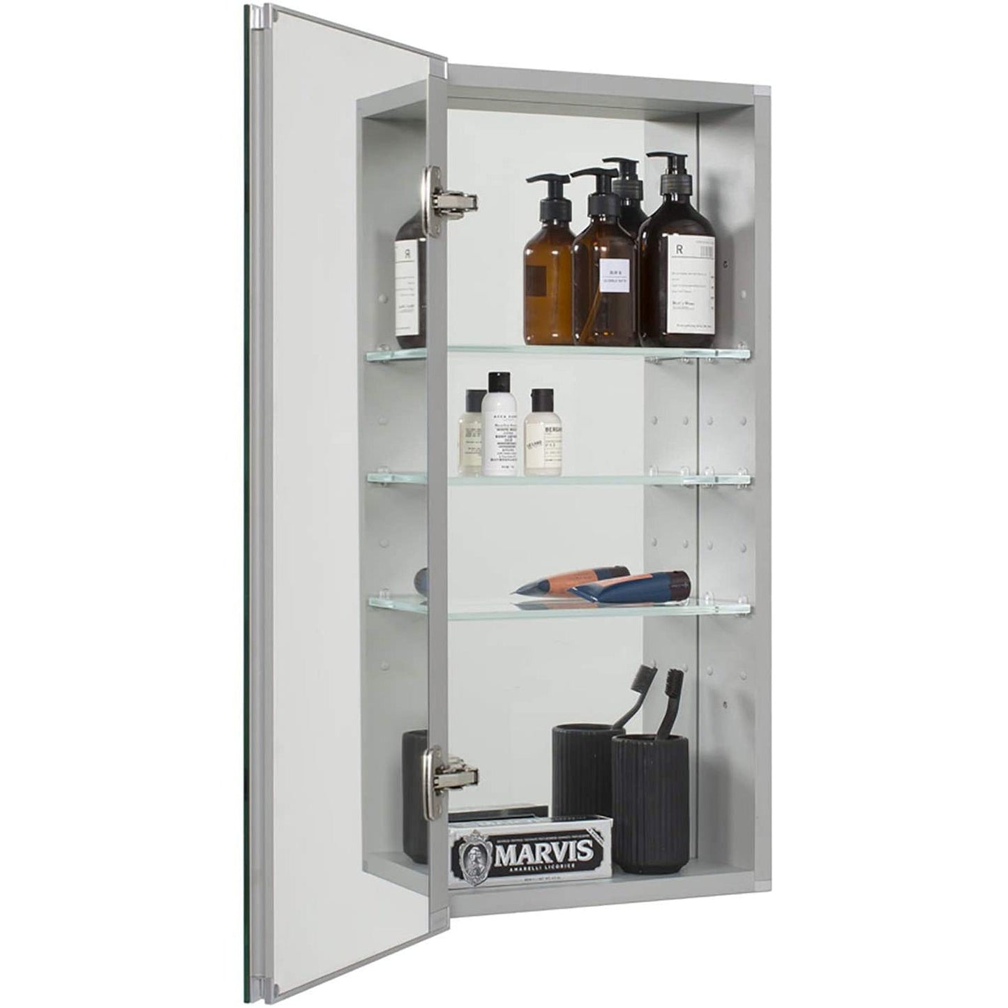Aquadom Royale 15" x 30" Rectangle Recessed or Surface Mount Single Door Bathroom Medicine Cabinet