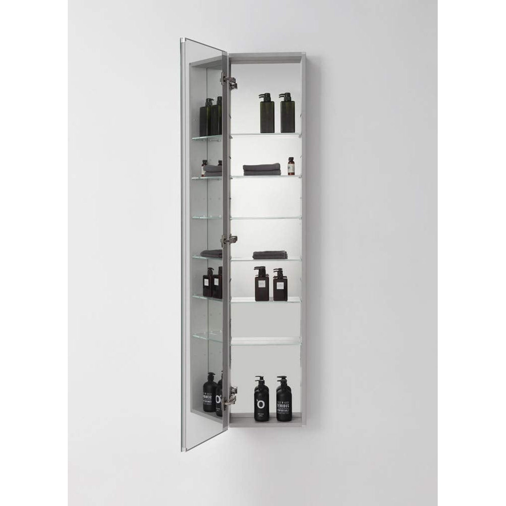 Aquadom Royale 15" x 70" Rectangular Recessed or Surface Mount Single Door Bathroom Medicine Cabinet