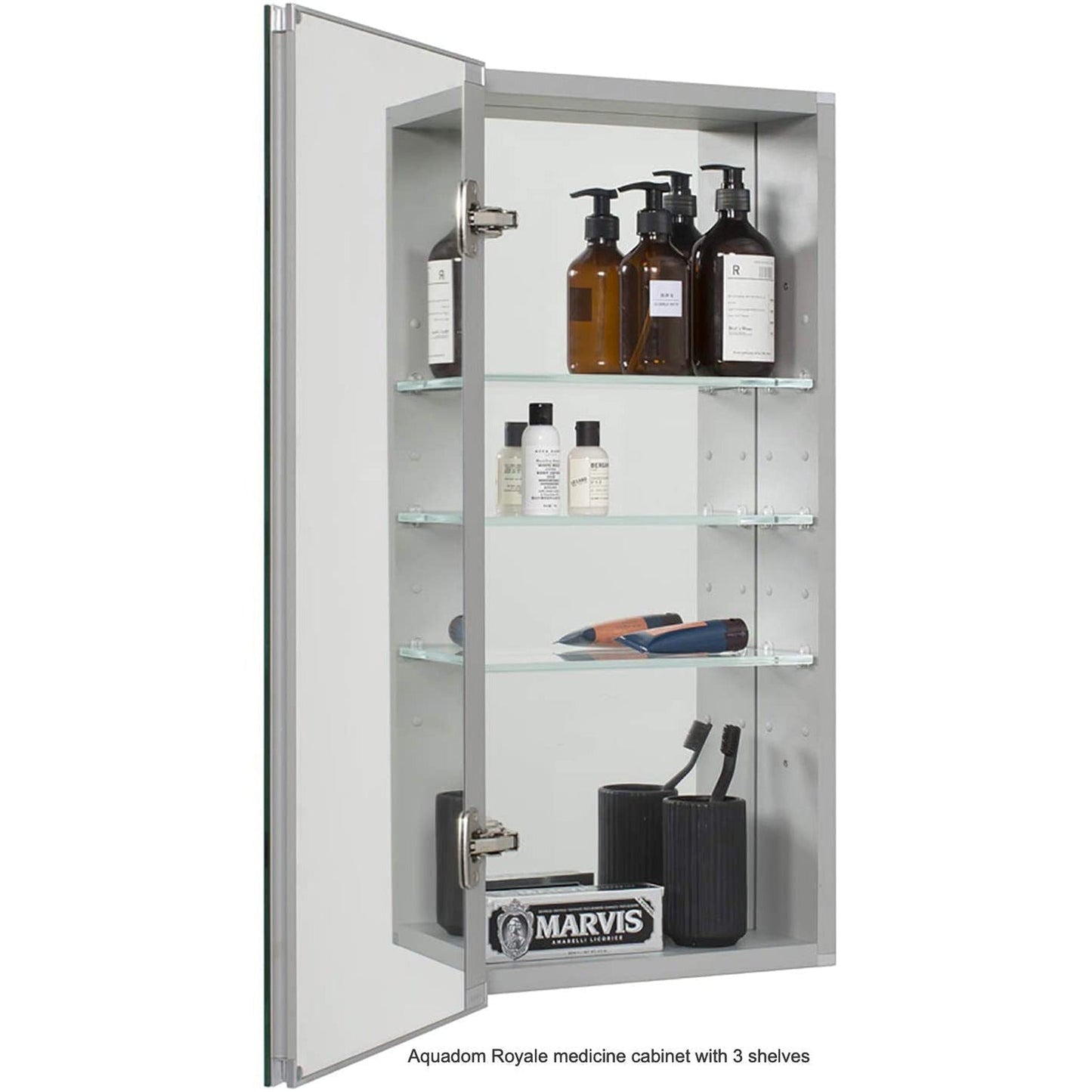 Aquadom Royale 24" x 40" Rectangle Recessed or Surface Mount Single Door Bathroom Medicine Cabinet