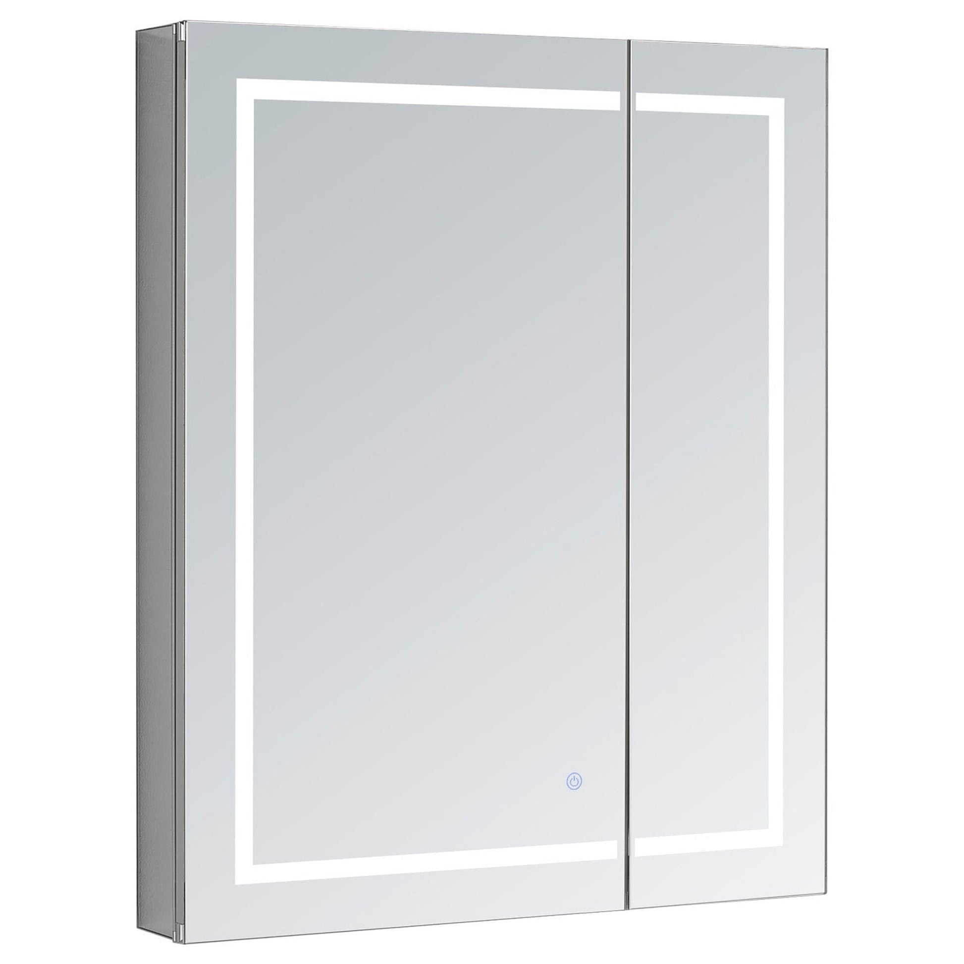 Aquadom Royale Basic 30" x 30" Single View Right Hinged Recessed or Surface Mount Medicine Cabinet With LED Lighting, Touch Screen Button, Dimmer