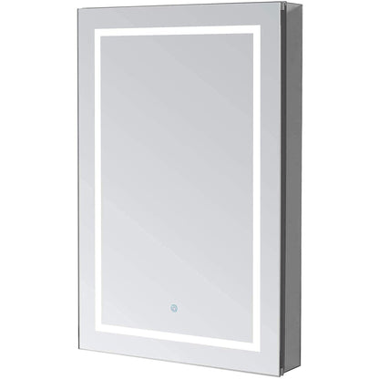 Aquadom Royale Plus 24" x 36" Rectangle Recessed or Surface Mount Single View Left Hinged LED Lighted Bathroom Medicine Cabinet With Defogger, Electrical Outlet, Magnifying Mirror