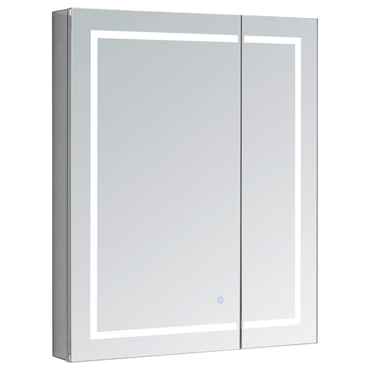 Aquadom Royale Plus 30" x 36" Rectangle Recessed or Surface Mount Bi-View LED Lighted Bathroom Medicine Cabinet With Defogger, Electrical Outlet, Magnifying Mirror
