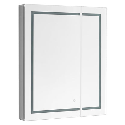 Aquadom Royale Plus 36" x 36" Square Recessed or Surface Mount Bi-View LED Lighted Bathroom Medicine Cabinet With Defogger, Electrical Outlet, Magnifying Mirror