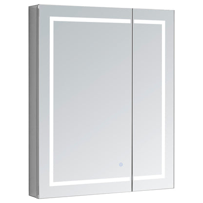 Aquadom Royale Plus 36" x 36" Square Recessed or Surface Mount Bi-View LED Lighted Bathroom Medicine Cabinet With Defogger, Electrical Outlet, Magnifying Mirror