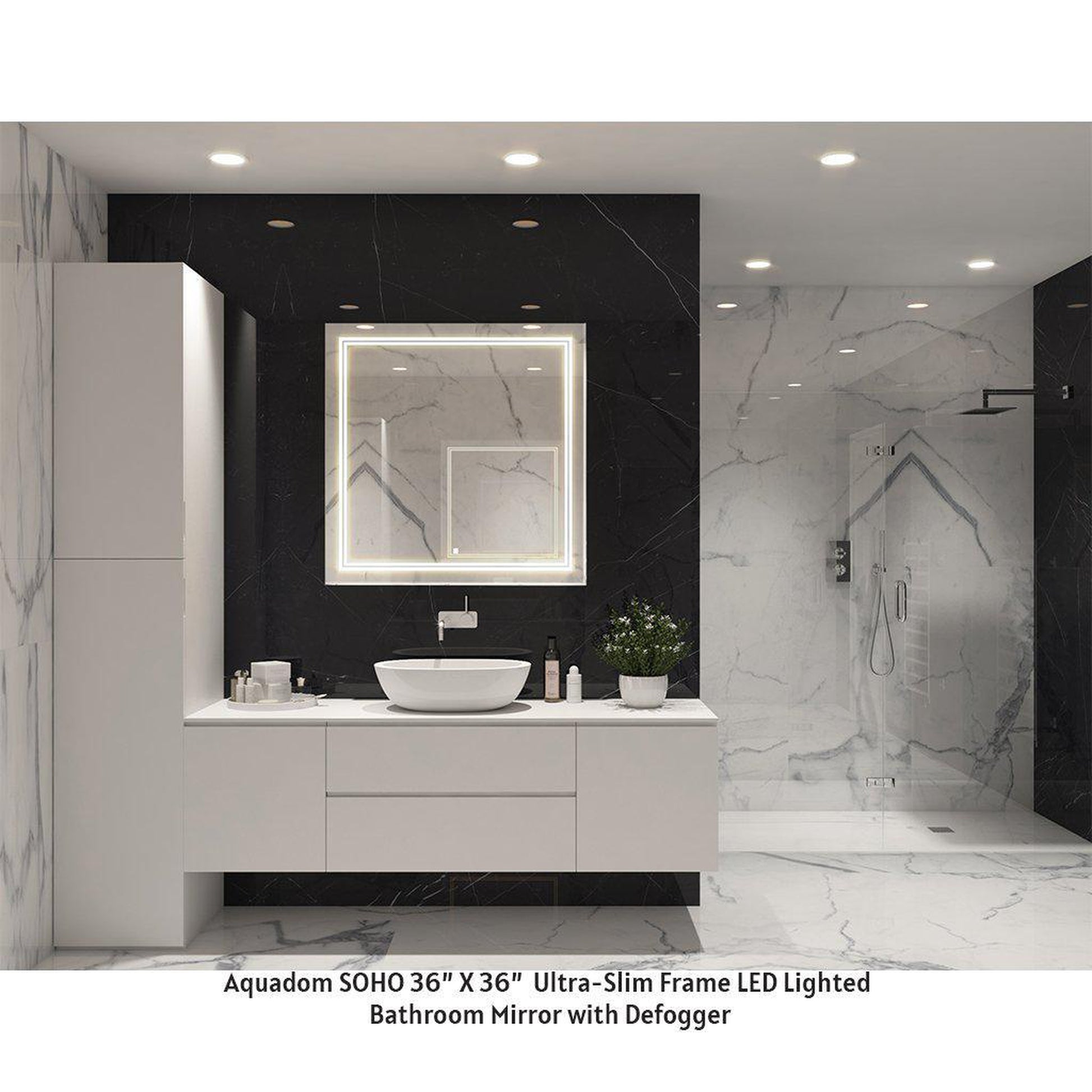 Aquadom SOHO 60" x 30" Rectangular Ultra-Slim Frame LED Lighted Bathroom Mirror With Defogger