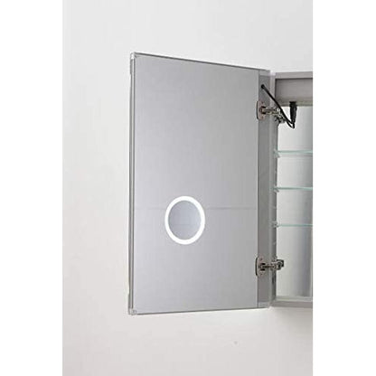 Aquadom Signature Royale Single View 24" x 40" Rectangular Left Hinged Medicine Cabinet With Lighting, Defogger, Integrated LED 3X Magnifying Mirror And Electrical Outlet with USB
