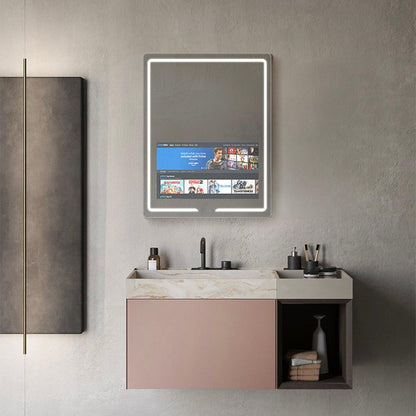 Aquadom Vision 24" x 32" Smart LED Lighted Bathroom Mirror With Built-in TV, Defogger, Body Fat Scale and Skin Detector
