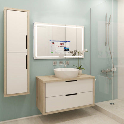 Aquadom Vision 48" x 32" Smart LED Lighted Bathroom Mirror With Built-in TV, Defogger, Body Fat Scale and Skin Detector
