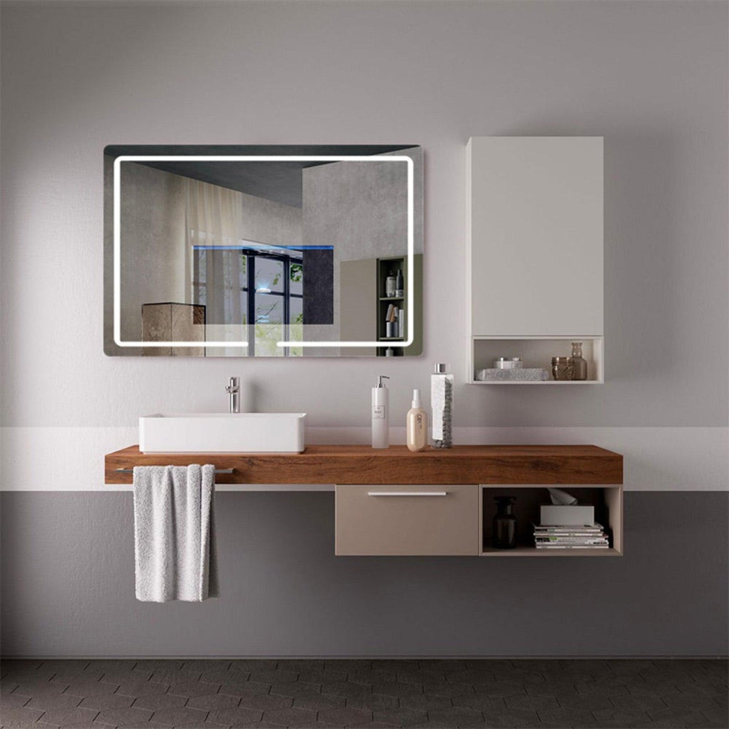 Aquadom Vision 48" x 32" Smart LED Lighted Bathroom Mirror With Built-in TV, Defogger, Body Fat Scale and Skin Detector