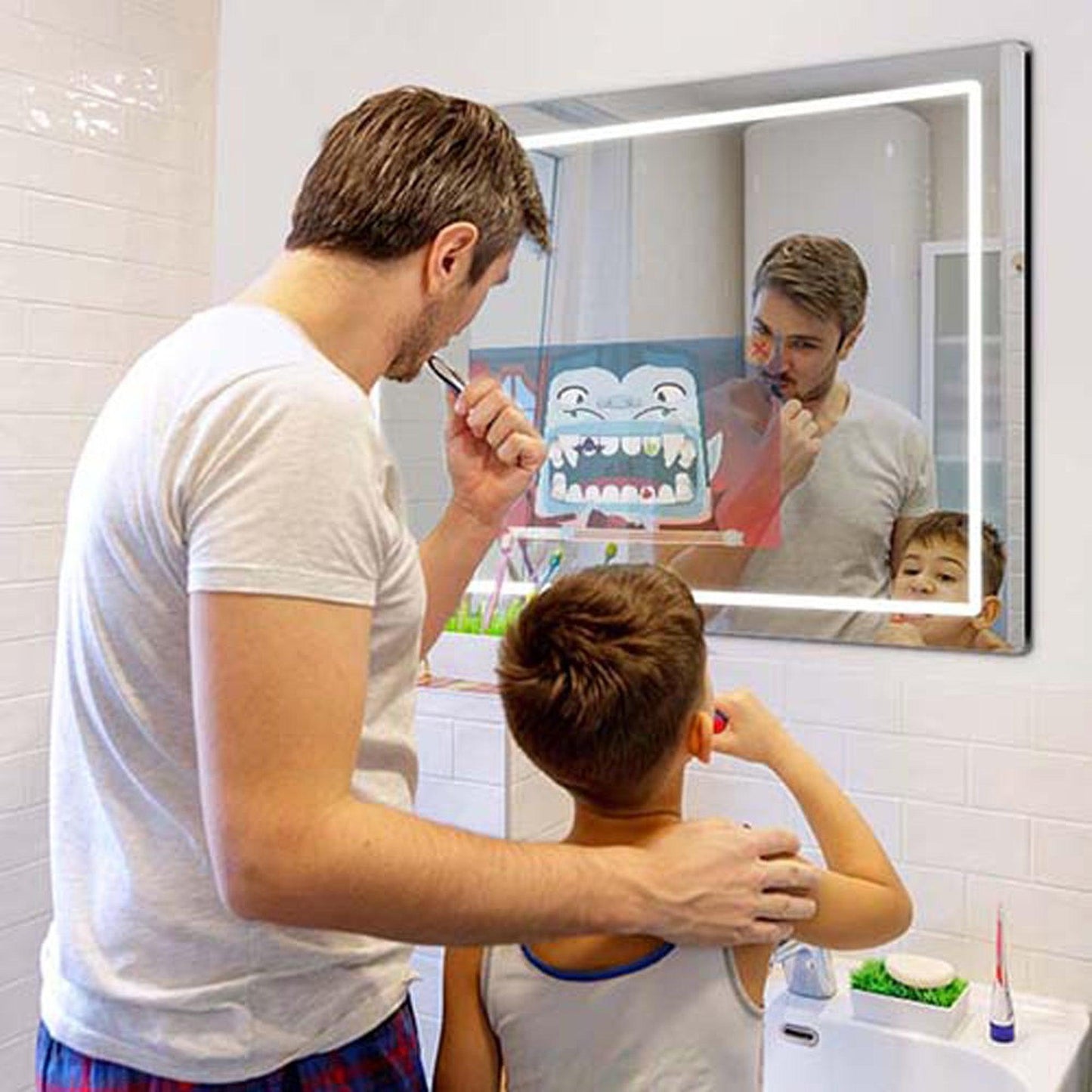 Aquadom Vision 48" x 32" Smart LED Lighted Bathroom Mirror With Built-in TV and Defogger