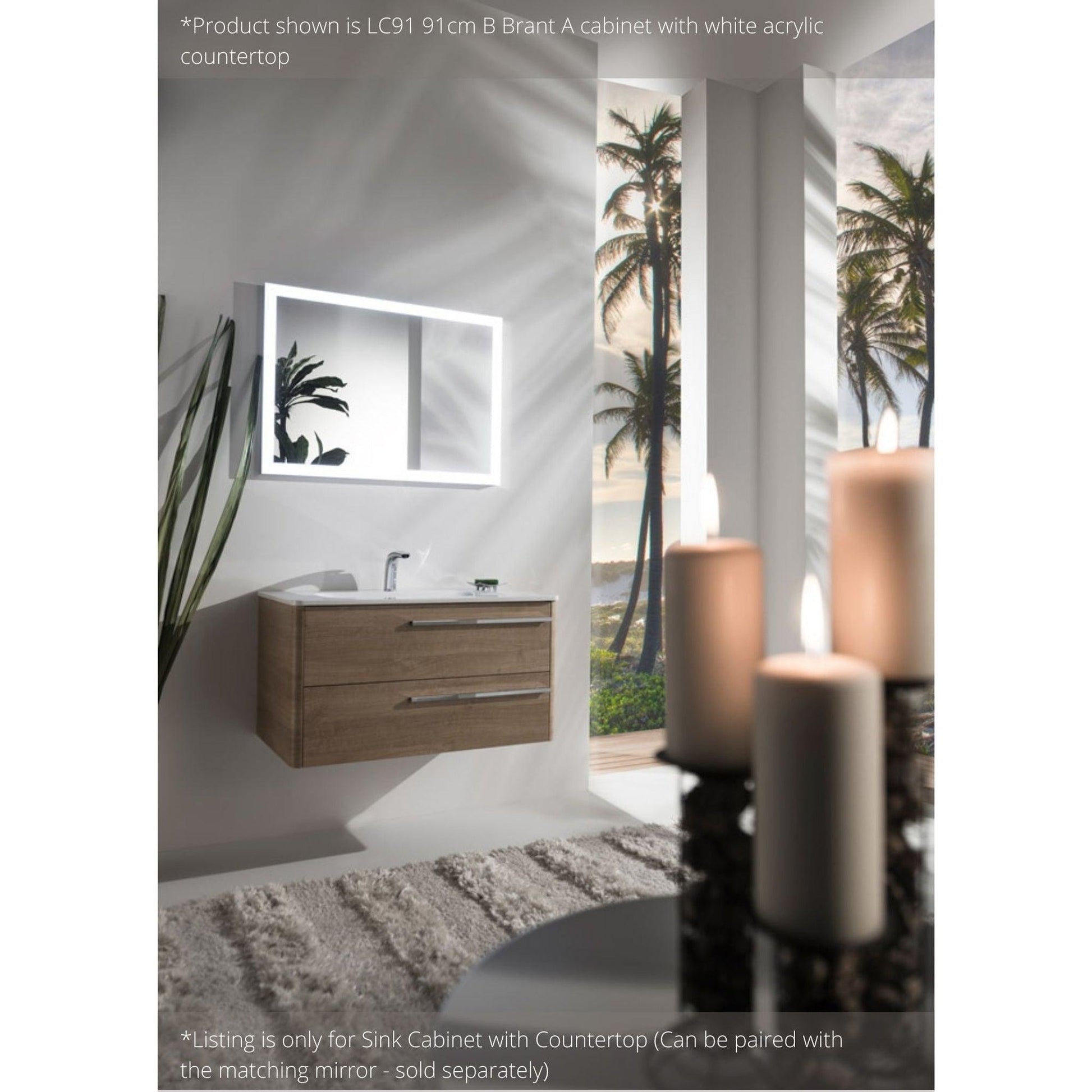 Armadi Art Moderno Luce 36” x 20” B Brant A Vanity with White Acrylic Countertop