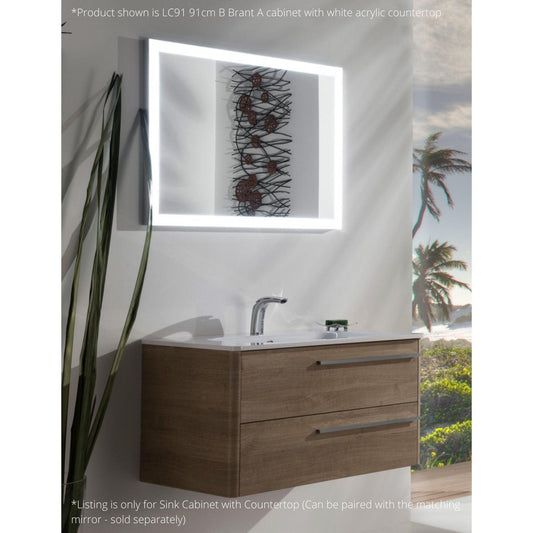 Armadi Art Moderno Luce 36” x 20” B Brant A Vanity with White Acrylic Countertop