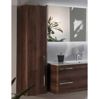 Armadi Art Moderno Luce 57” x 14” Vanity Tall Cabinet in Shiny Walnut