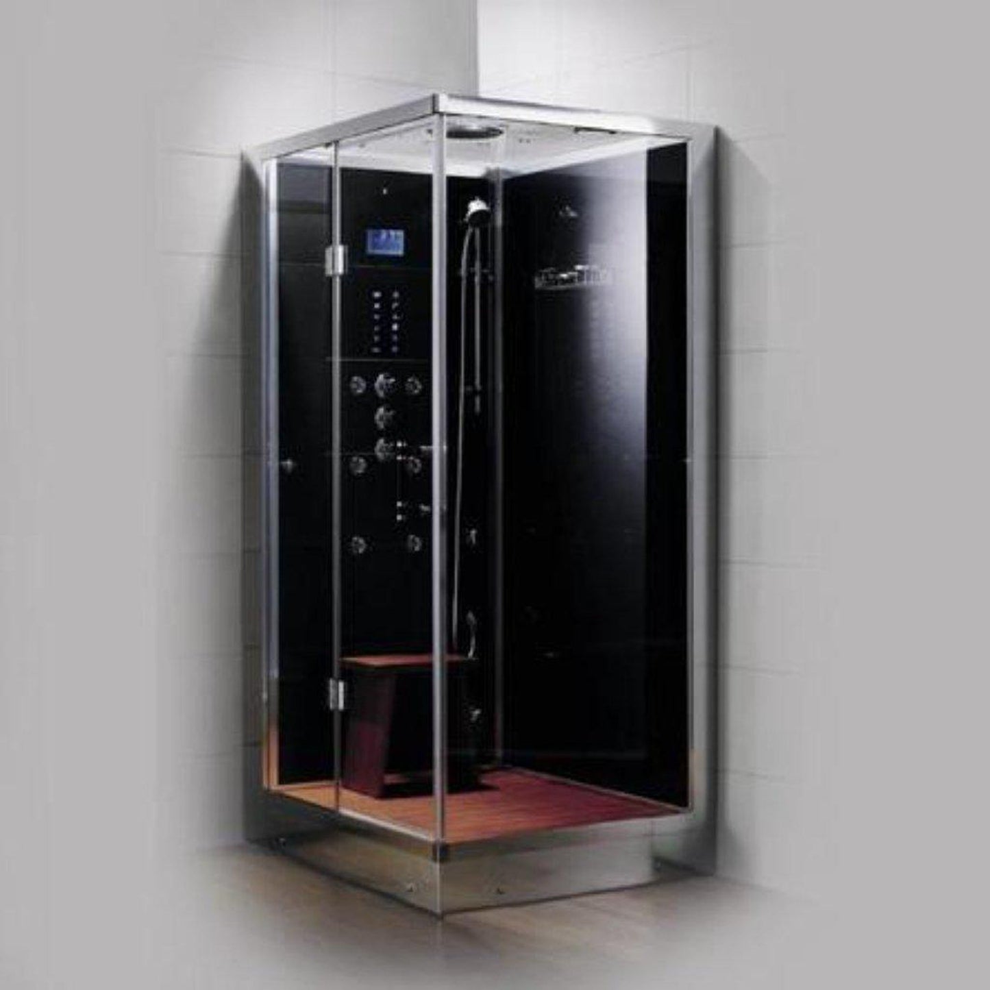 Athena 39" x 32" x 89" One Person Framed Rectangle Left Handed Steam Shower With Hinged Door & 6 Massage Jets