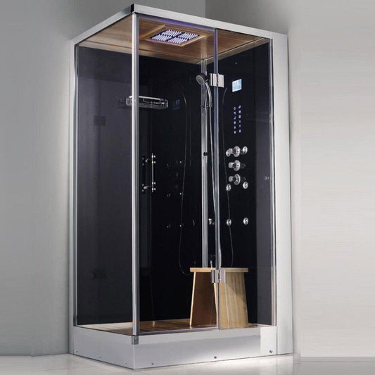 Athena 39" x 32" x 89" One Person Framed Rectangle Right Handed Steam Shower With Hinged Door & 6 Massage Jets