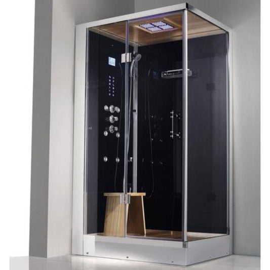 Athena 47" x 35" x 89" One Person Framed Rectangle Left Handed Steam Shower With Hinged Door & 6 Massage Jets