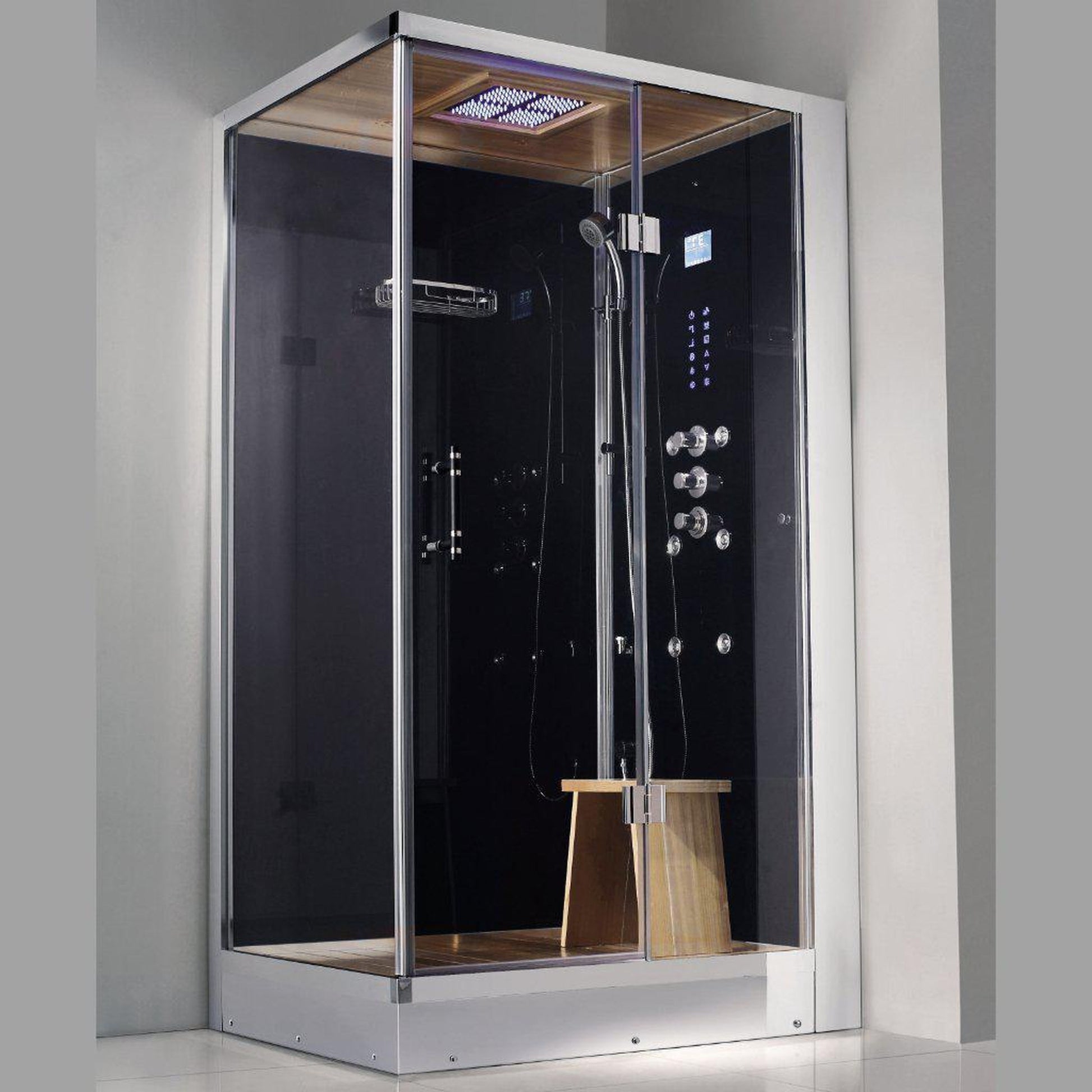 Athena 47" x 35" x 89" One Person Framed Rectangle Right Handed Steam Shower With Hinged Door & 6 Massage Jets