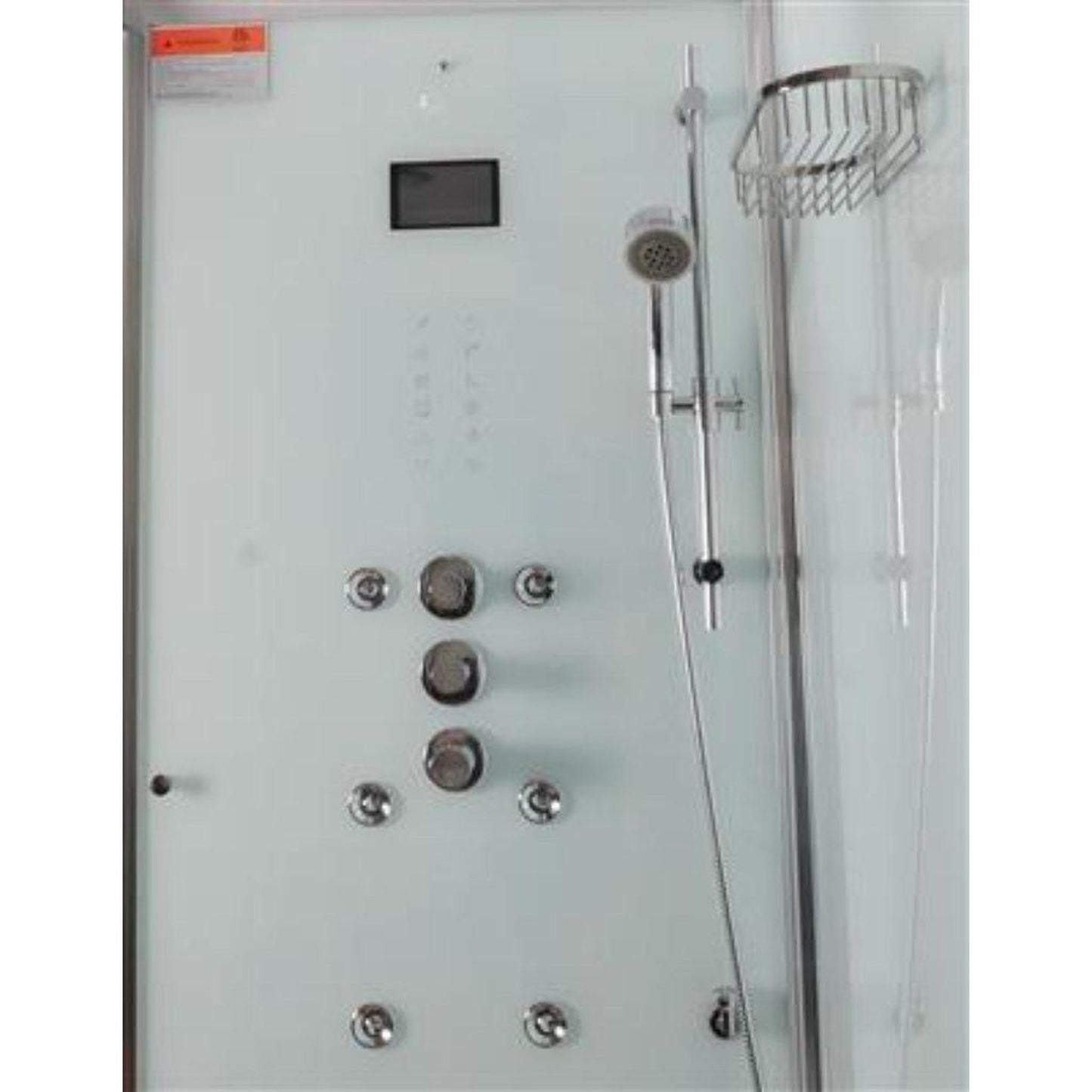 Athena 59" x 36" x 89" One Person Framed Rectangle Right Handed White ColoredSteam Shower With Hinged Door & 6 Massage Jets