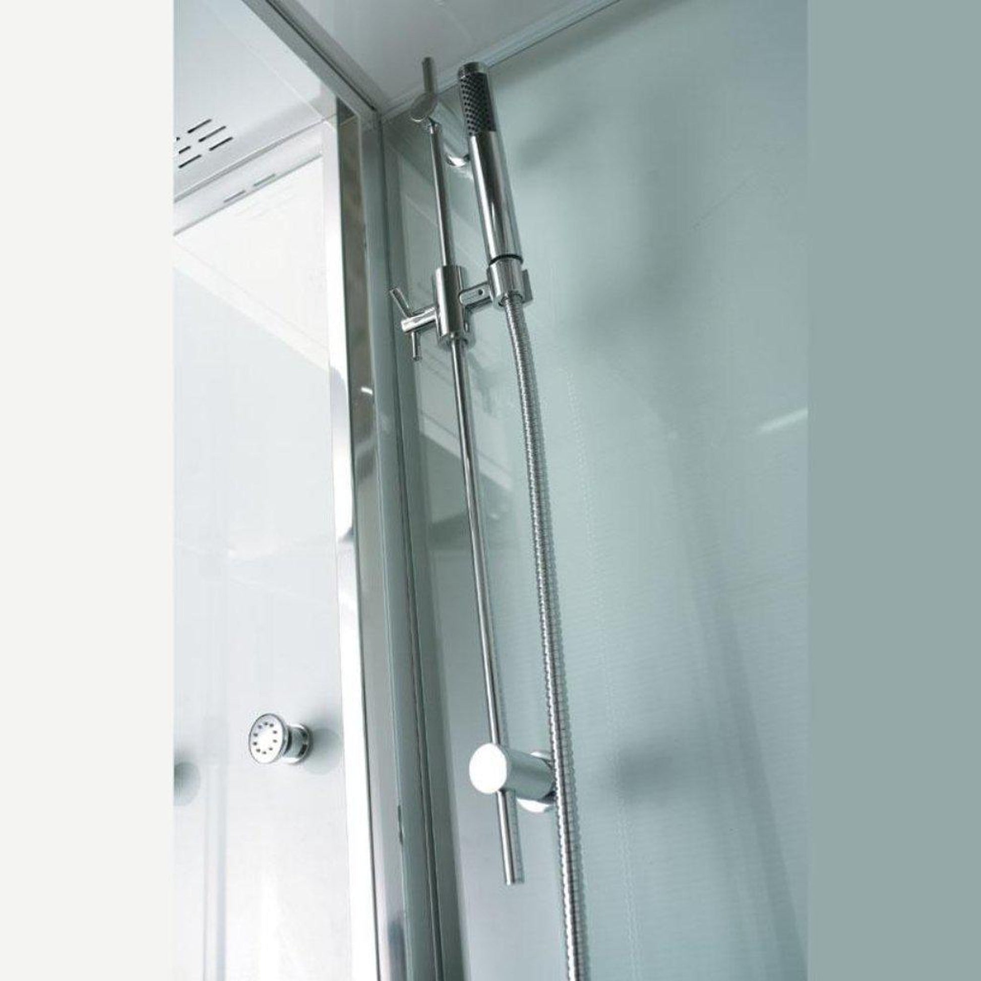 Athena 59" x 59" x 89" Two Person Corner Steam Shower With Dual Hinged Doors 12 Massage Jets & LED Chromatherapy Lighting