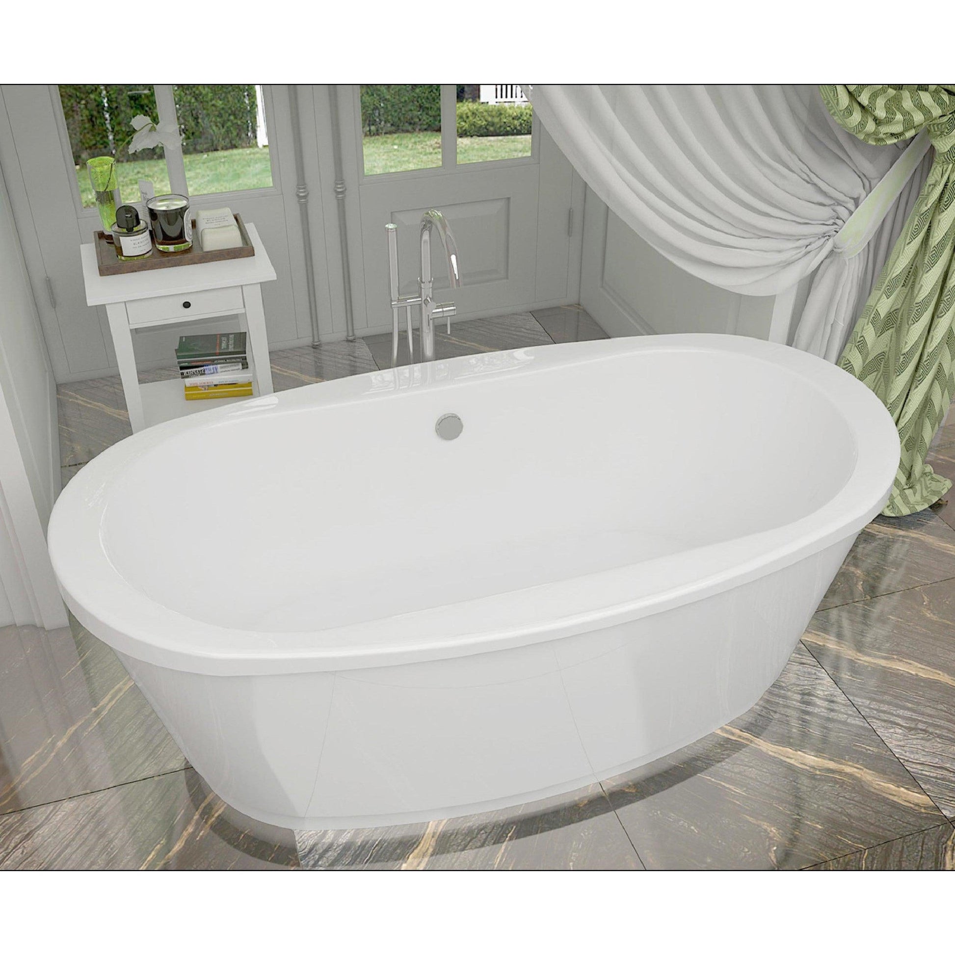 Atlantis Whirlpools Allure 36" x 66" White Oval Freestanding Acrylic Soaker Bath Tub