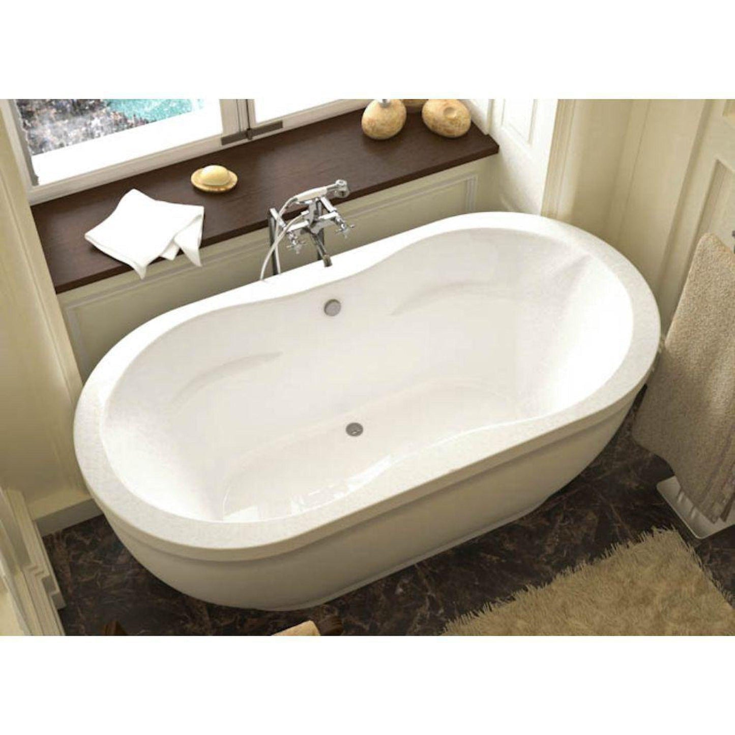 Atlantis Whirlpools Embrace 34" x 71" White Oval Freestanding Acrylic Whirlpool & Air Bath Tub