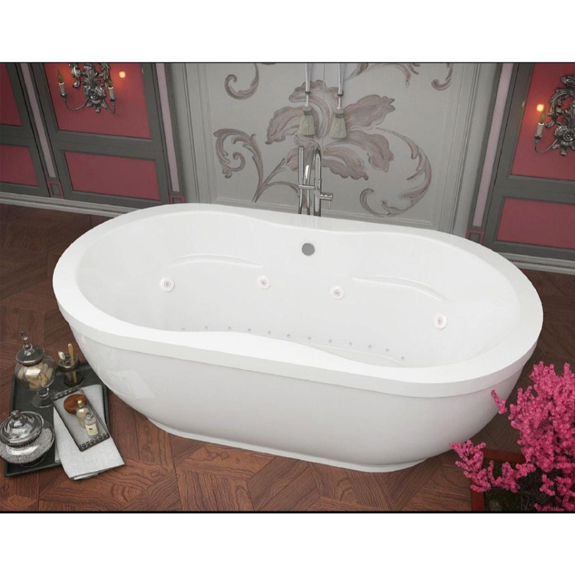 Atlantis Whirlpools Embrace 34" x 71" White Oval Freestanding Acrylic Whirlpool & Air Bath Tub