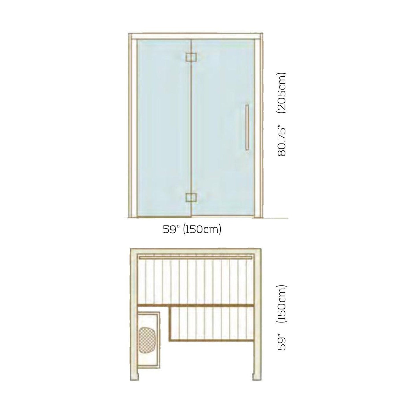 Auroom Cala 3-Person Glass Front DIY Aspen Wood Indoor Sauna Cabin With Heater Guard