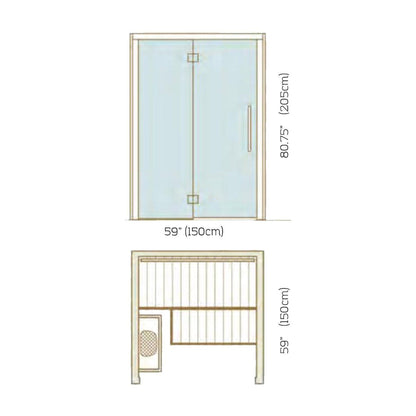 Auroom Cala 3-Person Glass Front DIY Aspen Wood Indoor Sauna Cabin With Heater Guard