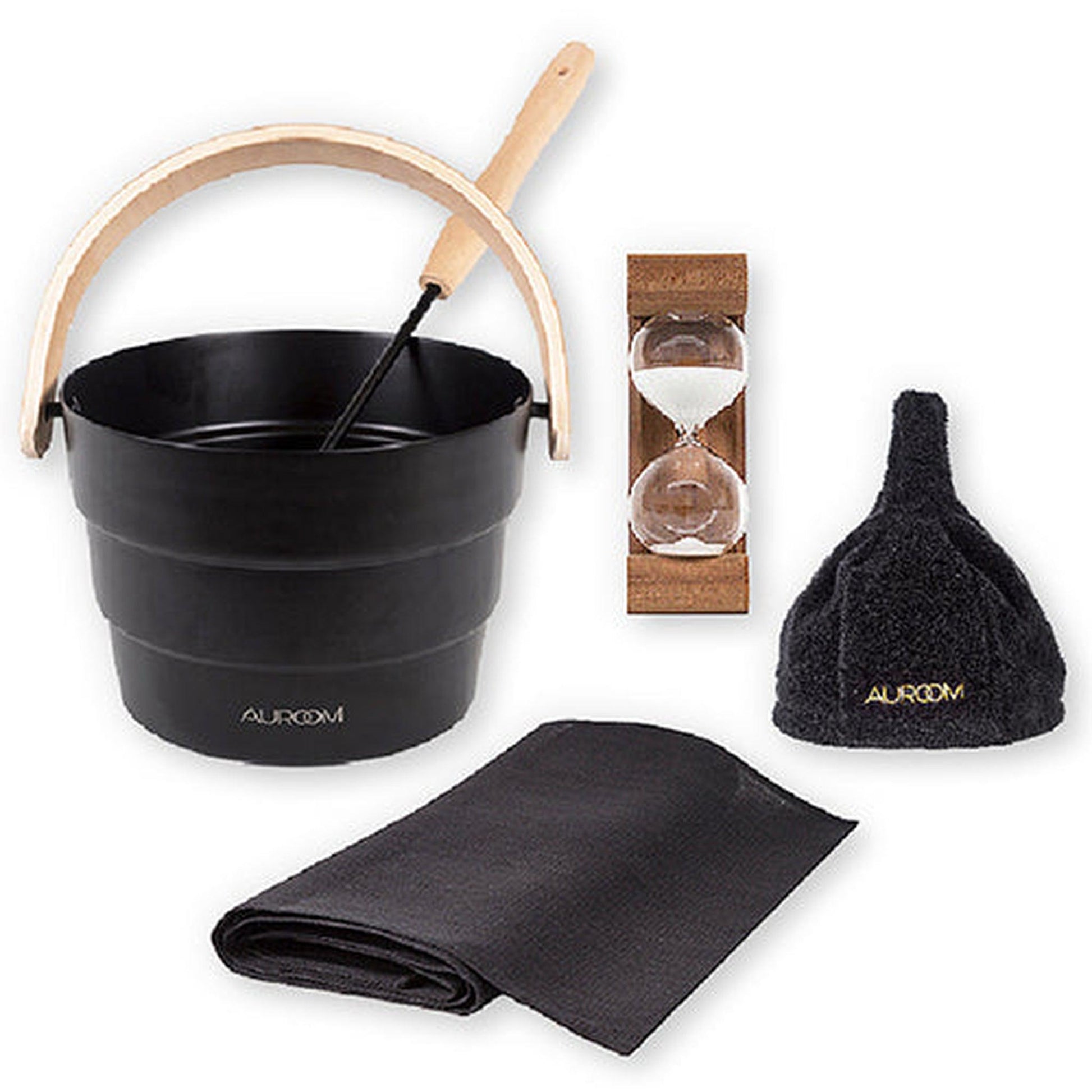 Auroom Sauna Accessory Package With Pail, Ladle, Timer, Seat Covers & Sauna Hat