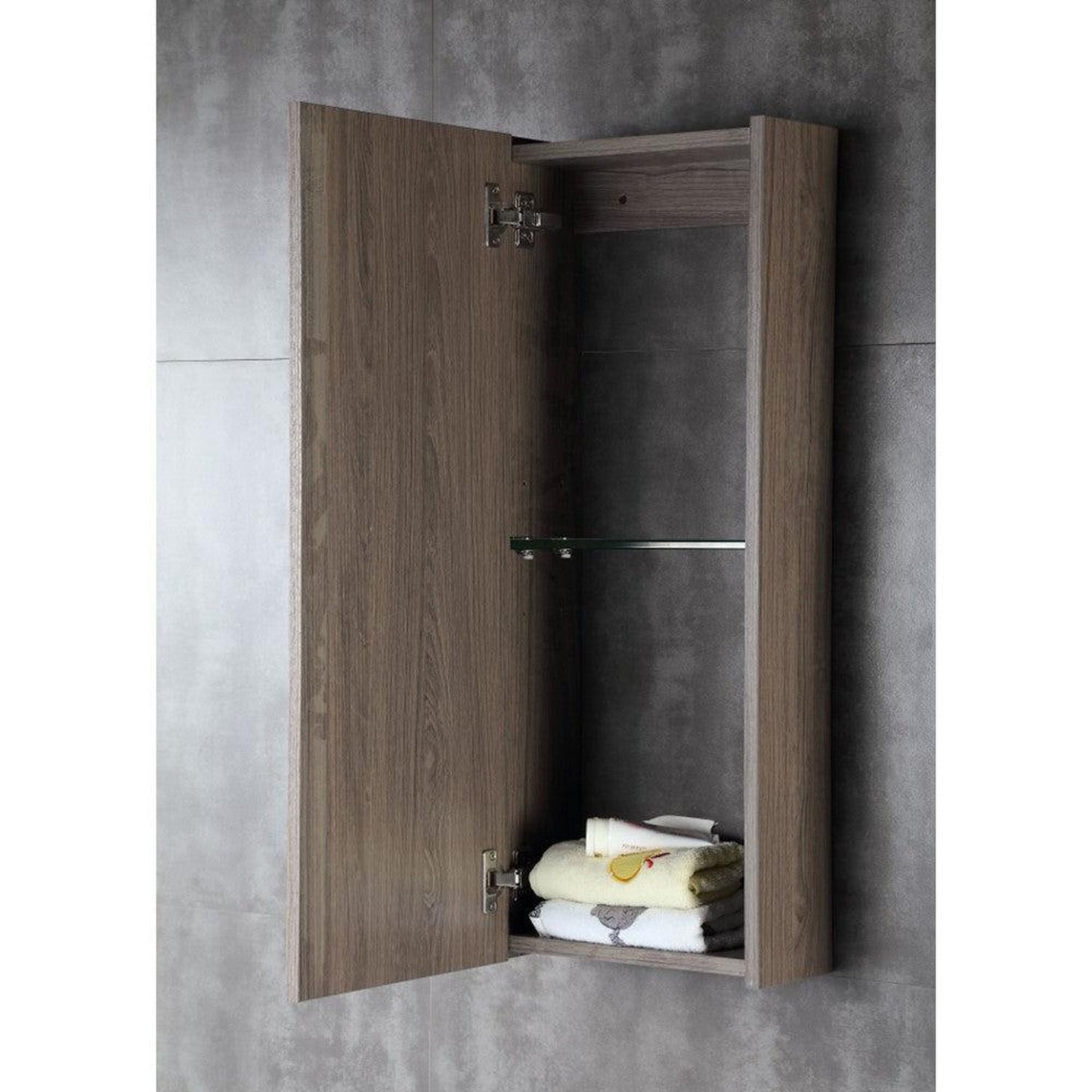 Bellaterra Home 12" Gray Brownish Oak Wall-Mounted Left Opening Side Cabinet