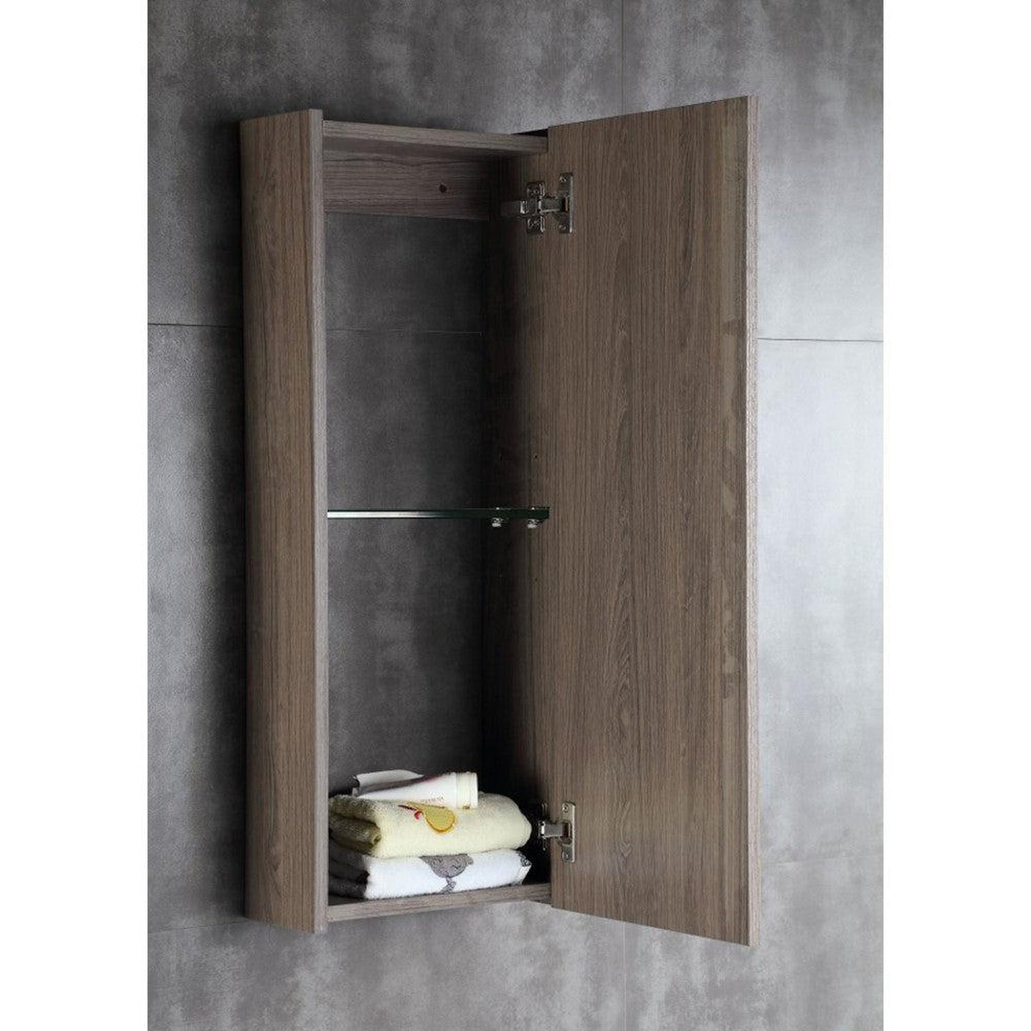 Bellaterra Home 12" Gray Brownish Oak Wall-Mounted Right Opening Side Cabinet