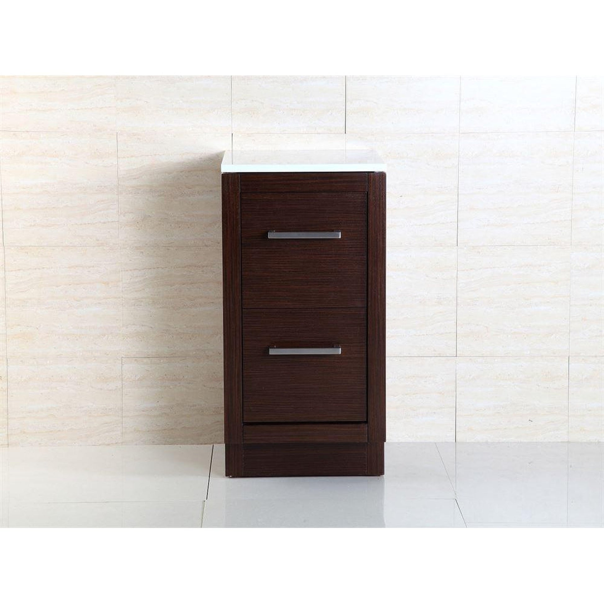 Bellaterra Home 16" 2-Drawer Wenge Freestanding Side Cabinet With Marble Counter Top