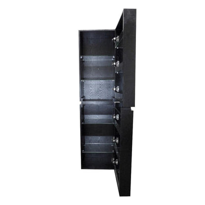 Bellaterra Home 16" Black Wall-Mounted Linen Cabinet With 10 Glass Shelves
