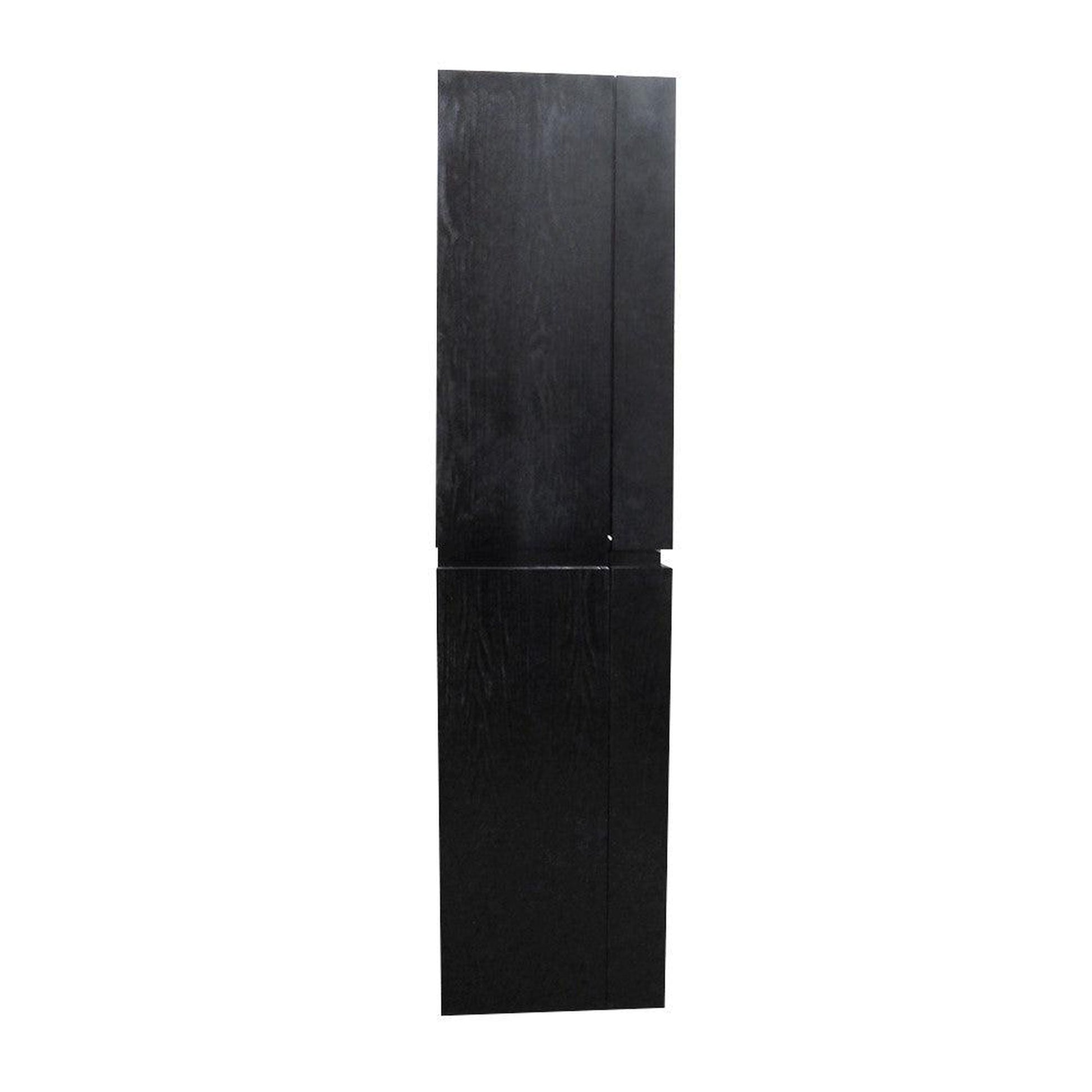 Bellaterra Home 16" Black Wall-Mounted Linen Cabinet With 10 Glass Shelves