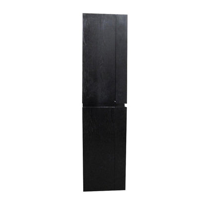 Bellaterra Home 16" Black Wall-Mounted Linen Cabinet With 10 Glass Shelves