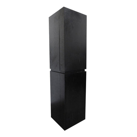Bellaterra Home 16" Black Wall-Mounted Linen Cabinet With 10 Glass Shelves
