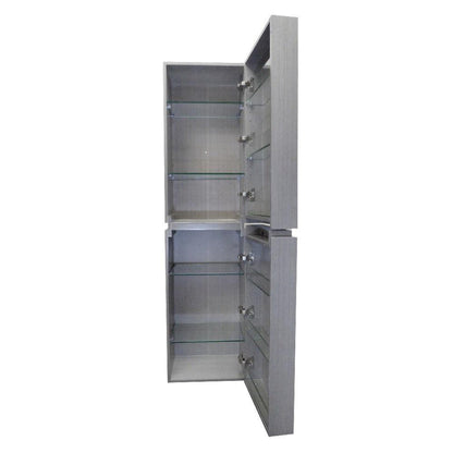 Bellaterra Home 16" Gray Wall-Mounted Linen Cabinet With 10 Glass Shelves