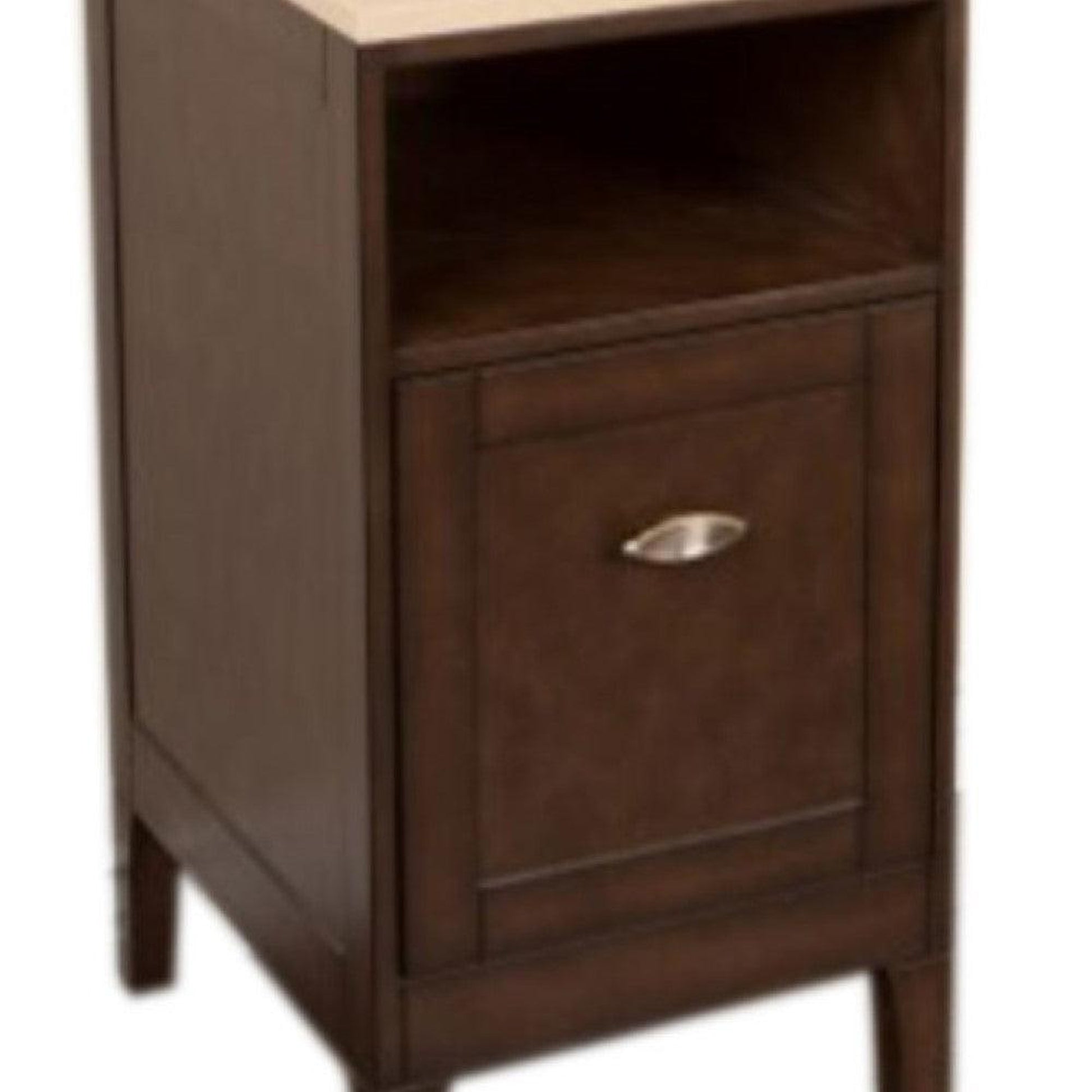 Bellaterra Home 16" Sable Walnut Freestanding Side Cabinet With Quartz Counter Top