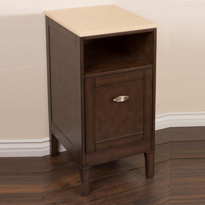 Bellaterra Home 16" Sable Walnut Freestanding Side Cabinet With Quartz Counter Top