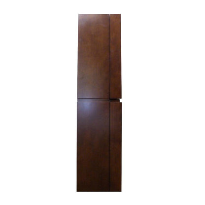 Bellaterra Home 16" Walnut Wall-Mounted Linen Cabinet With 10 Glass Shelves