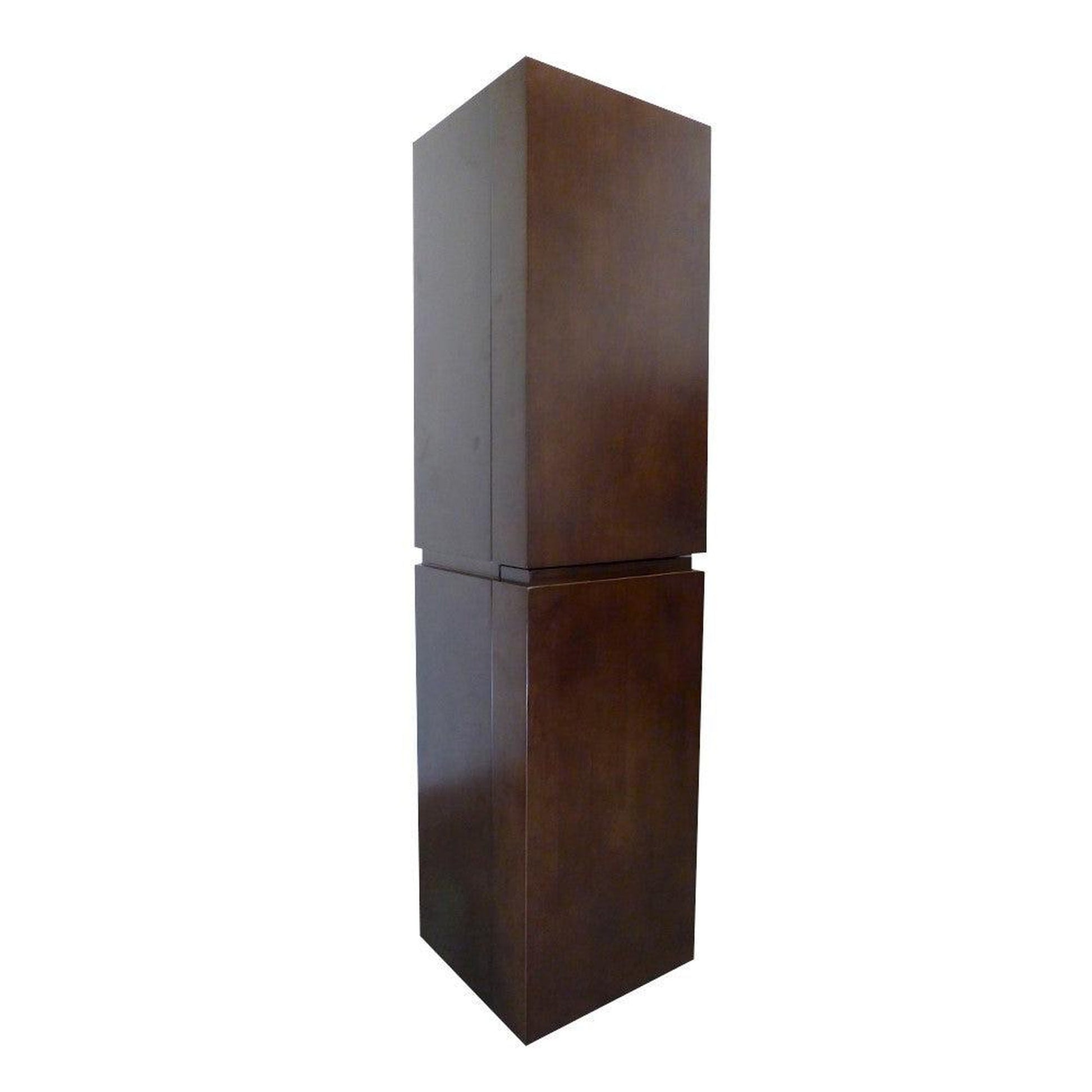 Bellaterra Home 16" Walnut Wall-Mounted Linen Cabinet With 10 Glass Shelves