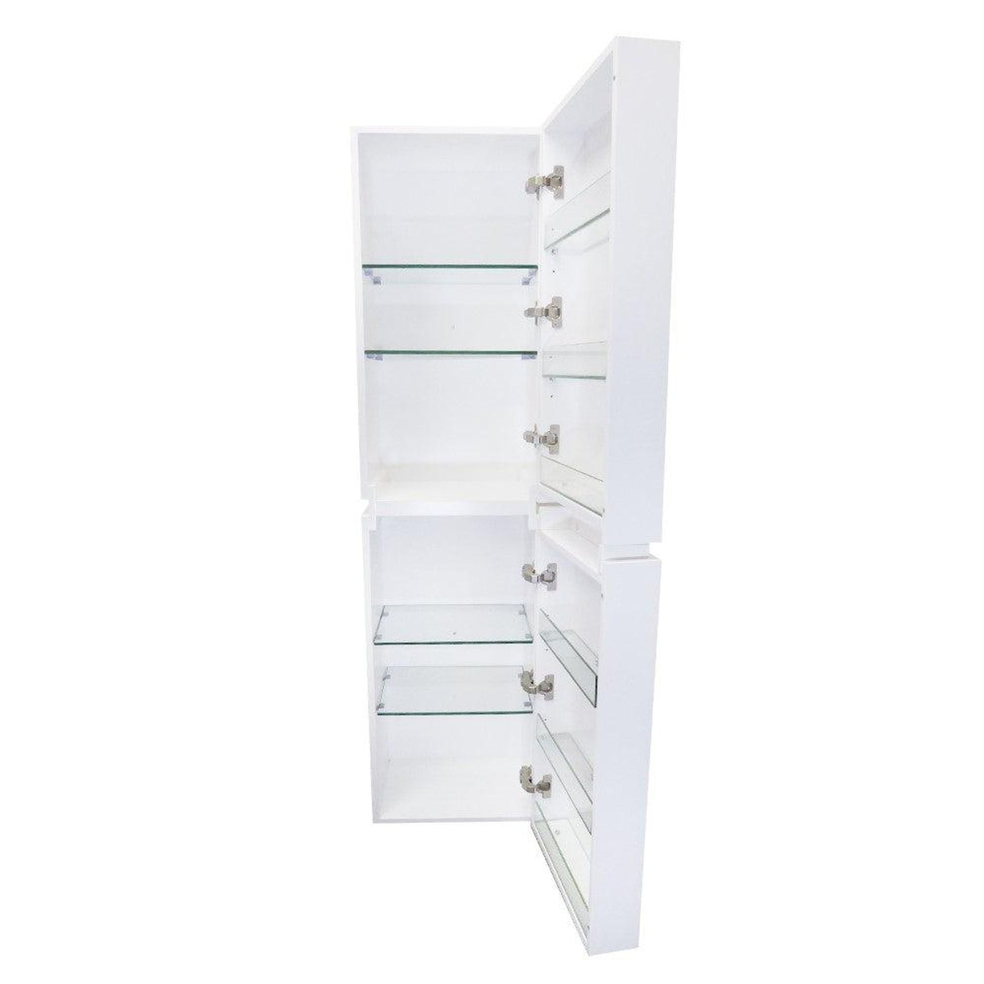 Bellaterra Home 16" White Wall-Mounted Linen Cabinet With 10 Glass Shelves