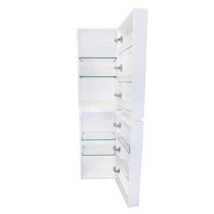 Bellaterra Home 16" White Wall-Mounted Linen Cabinet With 10 Glass Shelves