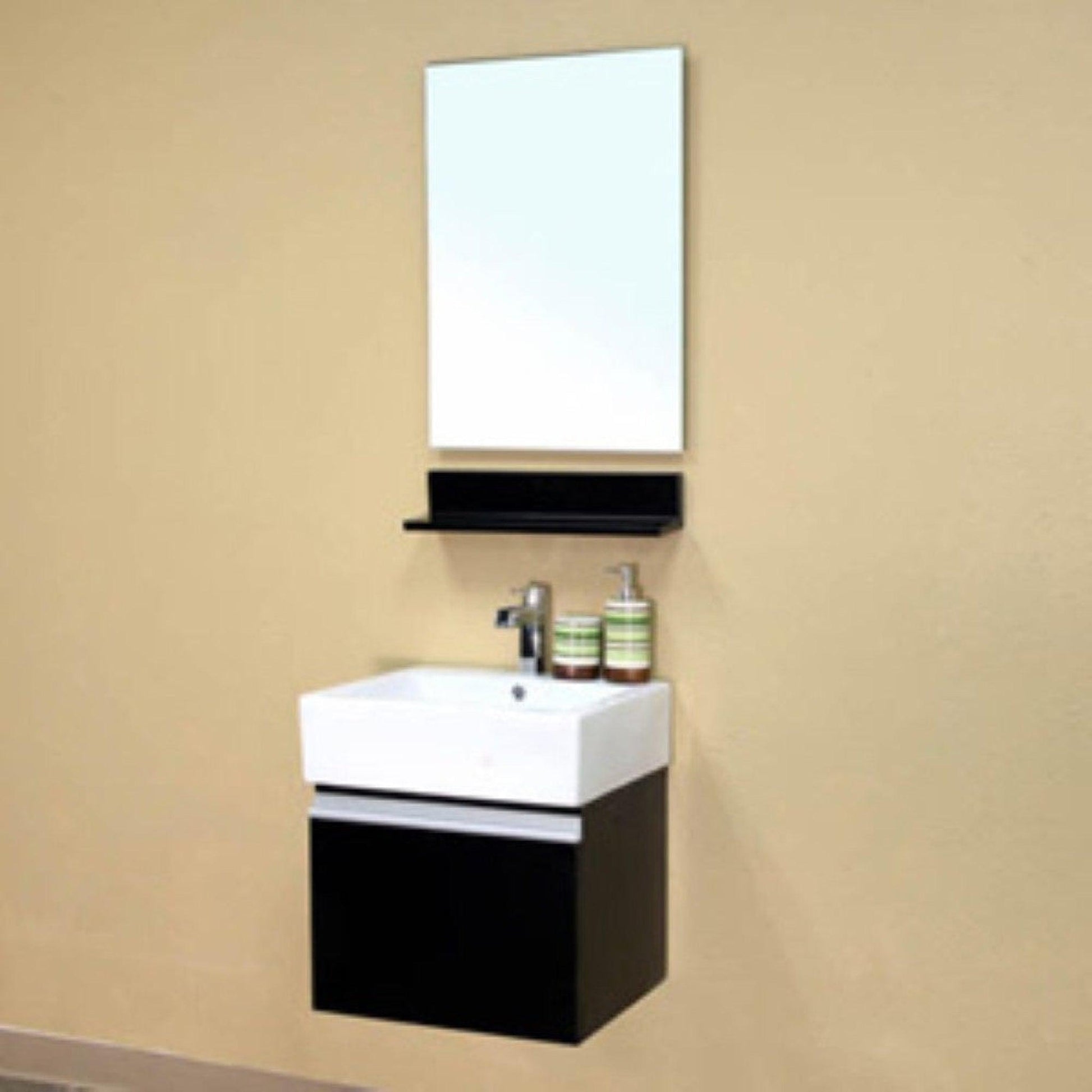 Bellaterra Home 20" x 32" Dark Espresso Rectangle Wall-Mounted Frameless Mirror With Freestanding Shelf